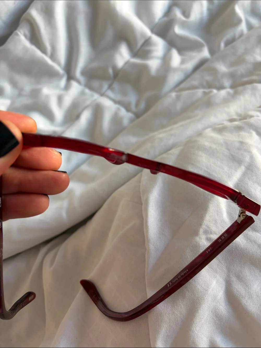 Translucent Ruby Red Angular Round Glasses - Picture 6 of 8